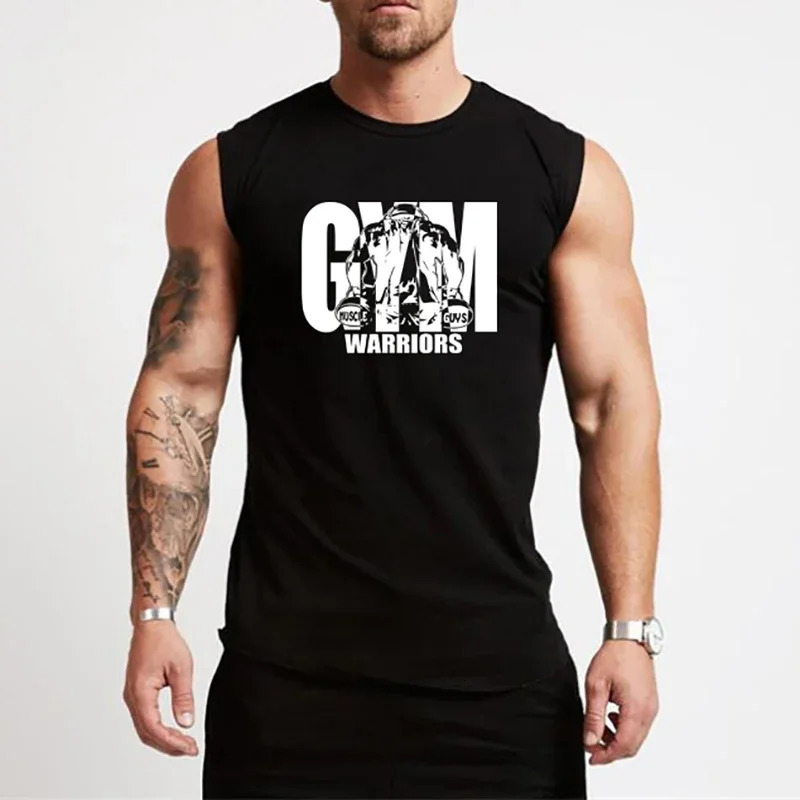 Gym Tank Top Mens Fitness Clothing Compression Vest Cotton Bodybuilding Stringer Tanktop Muscle Singlet Workout Sleeveless Shirt 240415
