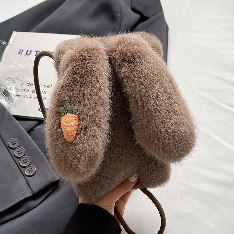 Cute Plush 2024 Autumn/Winter New Fashionable Versatile Single Shoulder Crossbody Instagram Phone Bag for Women