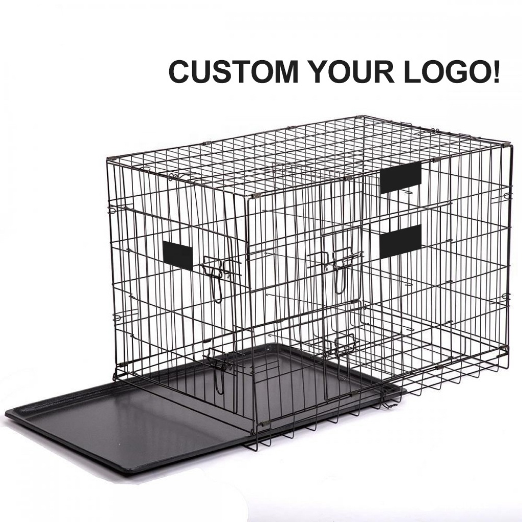 Wholesale custom double doors 48 inch metal large pets crates dog cages
