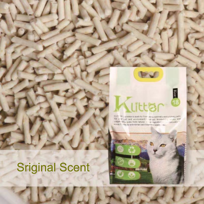 18L Natural plant 2.0mm strip shape clumping flushable tofu cat litter