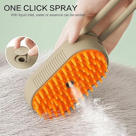OF 2024 New Design Self Cleaning Pet Hair Removal Spray Massage Comb 3 In1 Steamy Pet Hair Brush