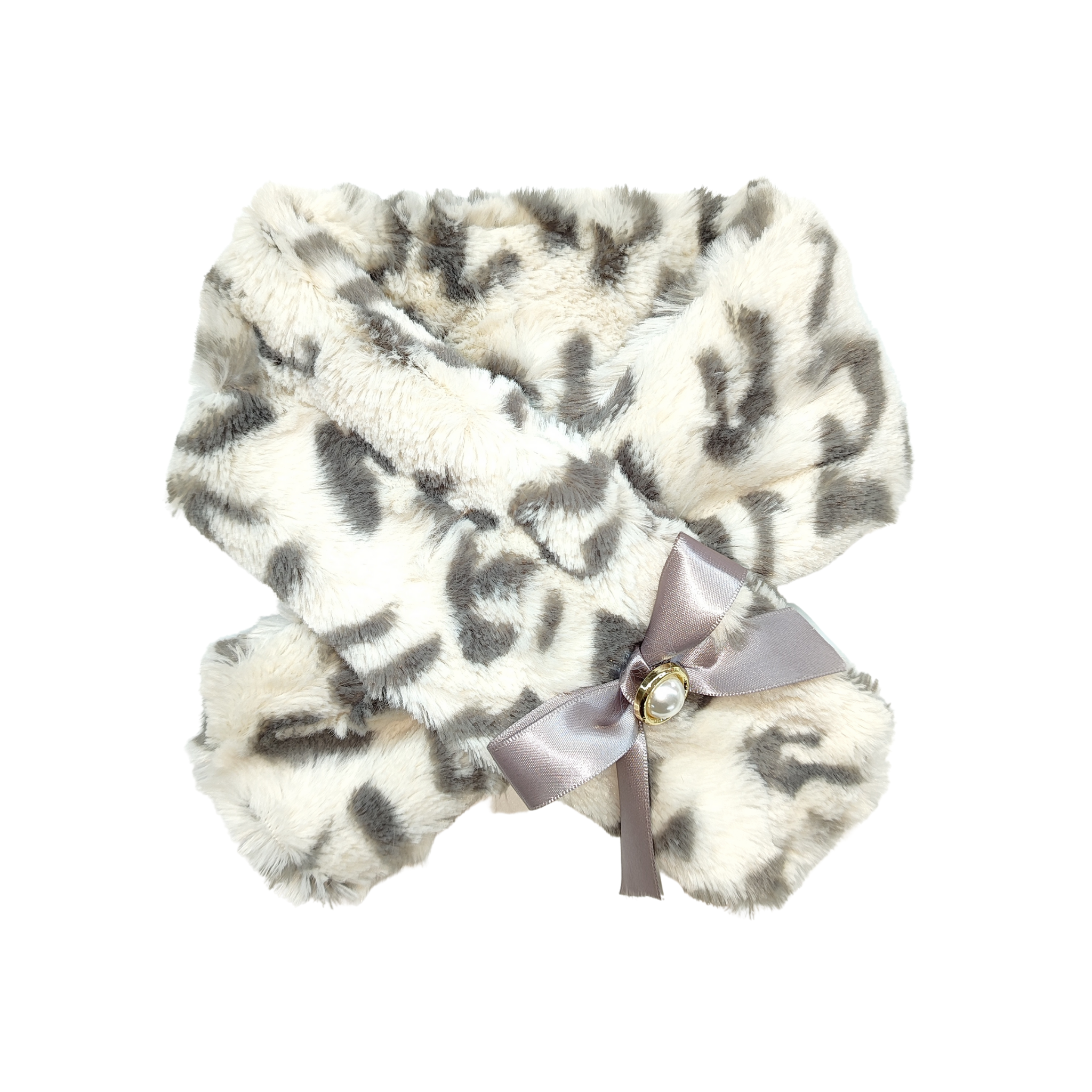 BOKHOUSE Pet Apparel Wholesale Designer Pet Warm Plush Dog Leopard Print Scarf Luxury Neck Warmer Custom Winter for Human Pet