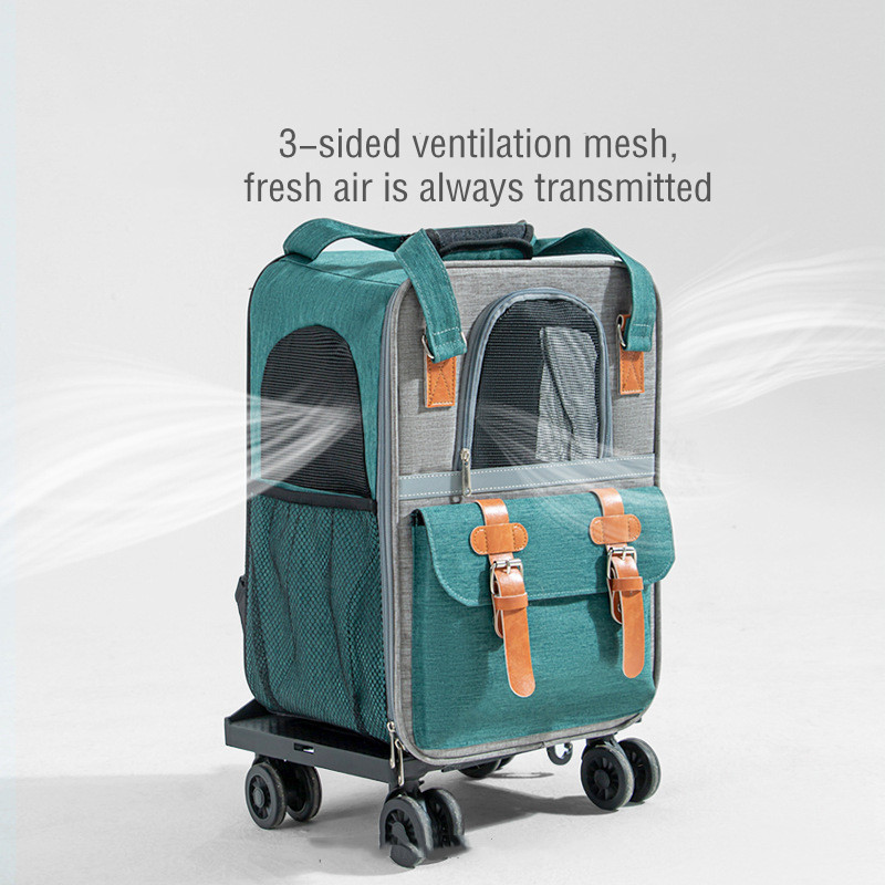 Wholesale Dog Cat Carrier With Wheels Outdoor Backpack Pet Carrier Pet Trolley Portable Pet Carrier