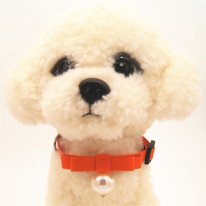 Seven-color pearl bow PU collars for cats and dogs Pet collars Factory wholesale Pet supplies