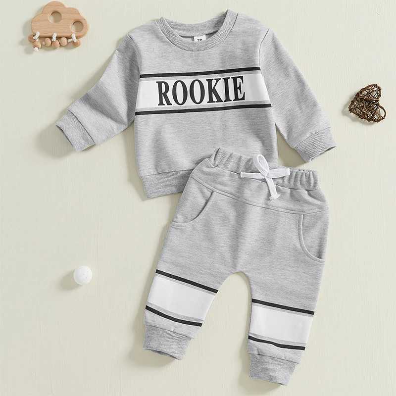 Clothing Sets Kids Baby Boys Autumn Tracksuits Casual Long Sleeve O Neck Letters Print Sweatshirt and Contrast Color Sweatpants Outfits H241126