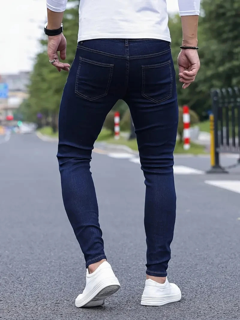 Men Classic Advanced pencil Jeans Jean Homme Man Soft Stretch Black Biker Masculino Denim Trousers Mens Solid Pants 241126wtt