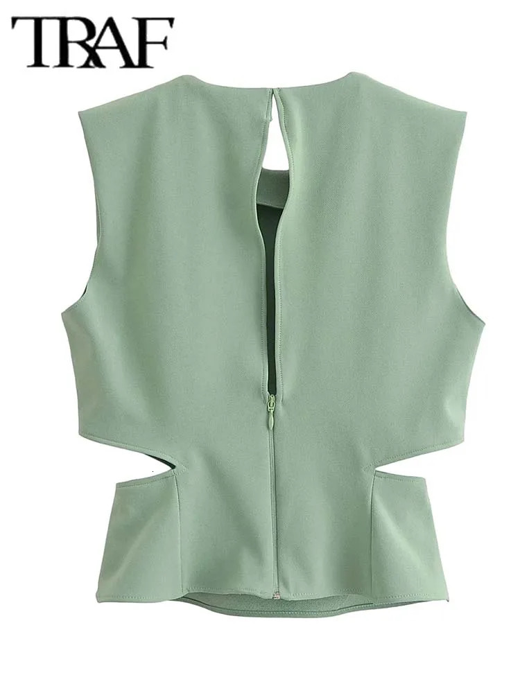 TRAF Long Pants 2 Pieces Sets for Women Fashion Sleeveless Crop Top Womens Suit Two Piece Set Outfit 240423