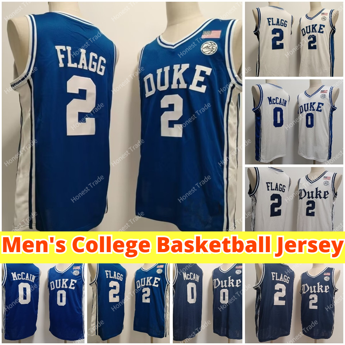 0 Jared Mccain College Basketball Jerseys Mccain 2 Cooper Flagg Blue White Mens Stitched University Jersey