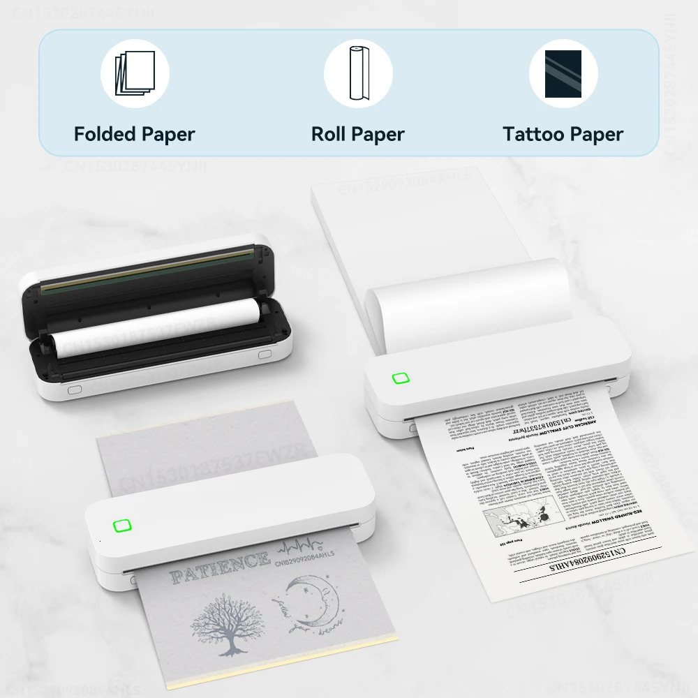 Portable A4 thermal printer with no ink Bluetooth po PDF document printer Memo Note tattoo printer Wireless tattoo template printer 241125