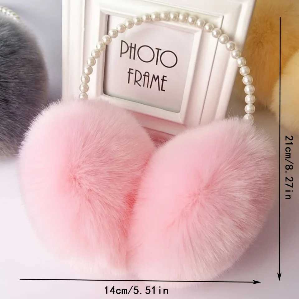 Faux Pearl Hoop Plush Headband Elegant Solid Color Fluffy Earmuffs Thick Coldproof Ear Warmer For Women GirlsXJ241126