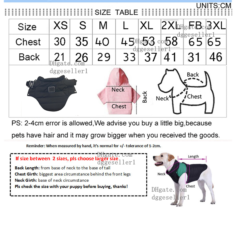 free shipping Clothes, Warm Coats, Cold Weather ets, Winter Dog et Ultra Thick Cot Lining with ic Letter Pattern for Small Medium Dogs Black XS Y183