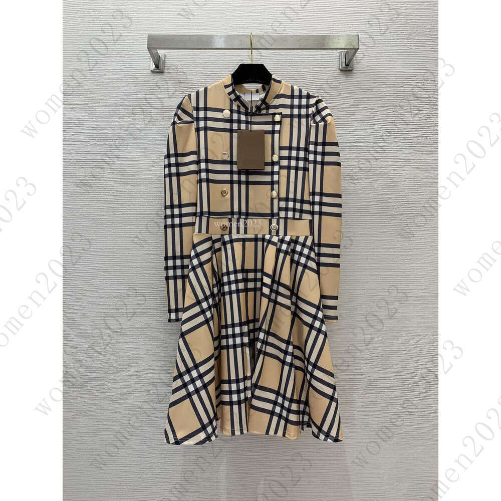 Brand women dress Designer skirt womens check dresses Fashion Logo skirts vacation puff sleeve suit stand-up collar dress Nov 26