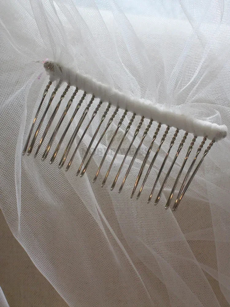 Double laye veil pleated chiffon bridal veil fluffy bridal veil with comb customized veil 241126
