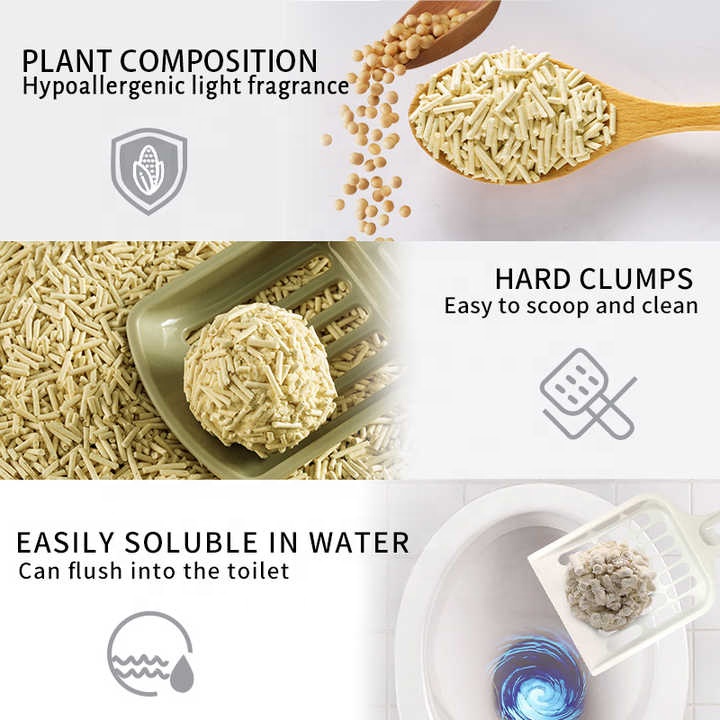 Natural Plant Tofu Cat Litter Premium Quickly Clumping Pea fiber Cat Tofu Litter
