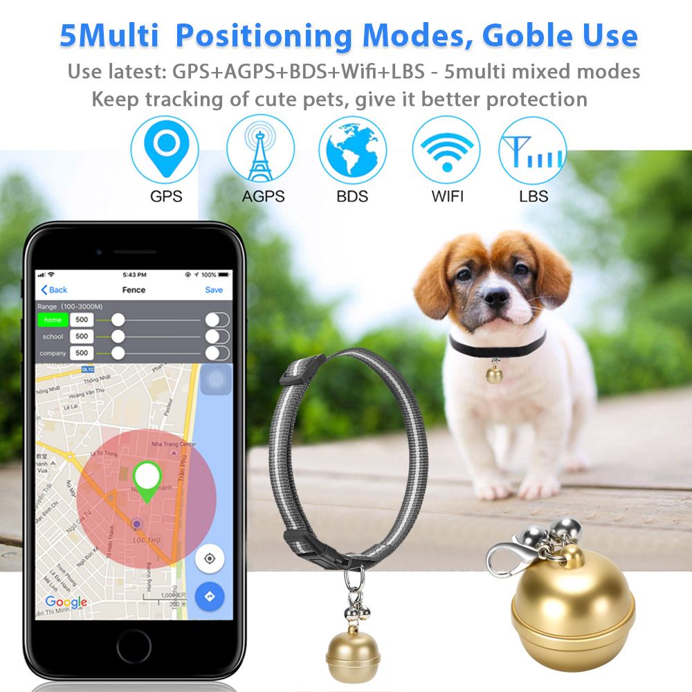 Built In Battery Lifetime Free APP G15 2G Necklace Lightweight Pet Tracker Low Power Alarm Cat Dog Locator