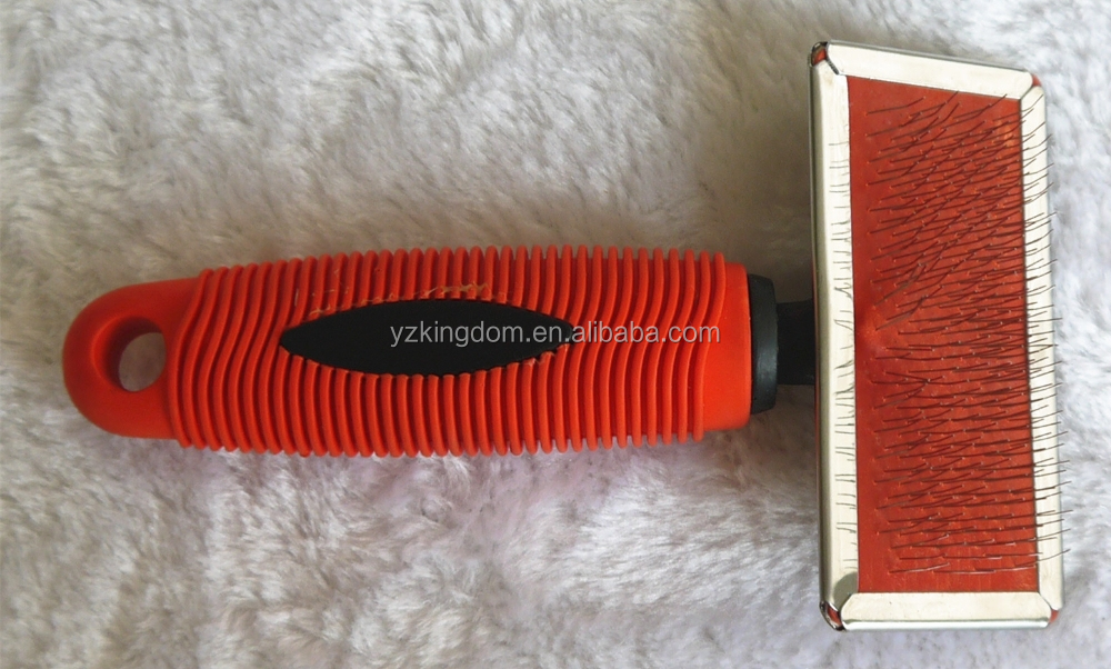 Hot Sale Soft Grip Thick Handle Pet Dog Cat Animal Puppy Soft Stainless Steel Pins Slicker Brush