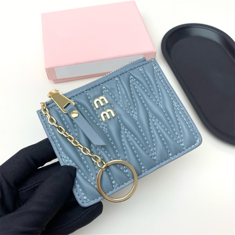 Woman Men Designer Wallet Pleated Card Holder Luxury Purses Genuine Leather Holders Zipper Pocket TOP