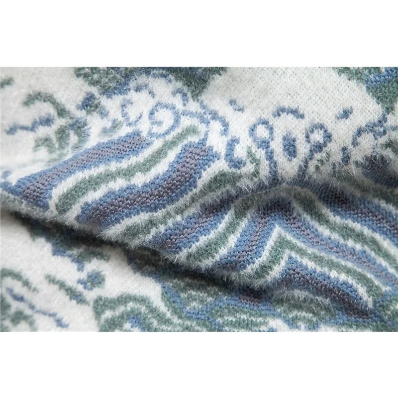 Fashion Landscape Pattern Long Sleeve Sweater Autumn Winter Casual Staff Collar Sweater Pull Down Sweater 241126