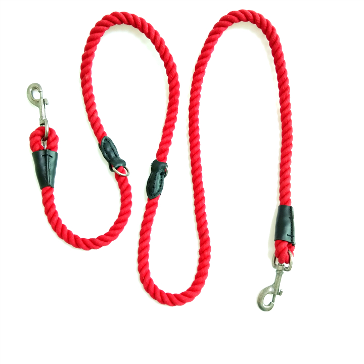 High quality Pet products round nylon rope dog leash chain with a comfortable handle for large dogs ring dog chain