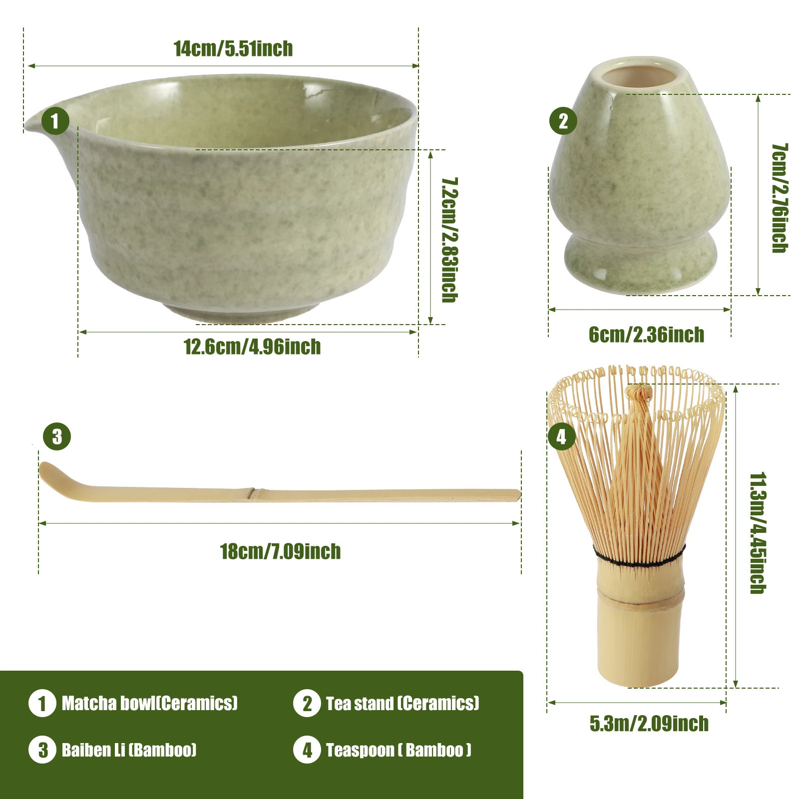 4Pcs Japanese Matcha Set with Ceramic Bowl Bamboo Matcha Whisk and Tea Scoop for Tea Lovers Gifts Tea-making Tools Accessories 241125