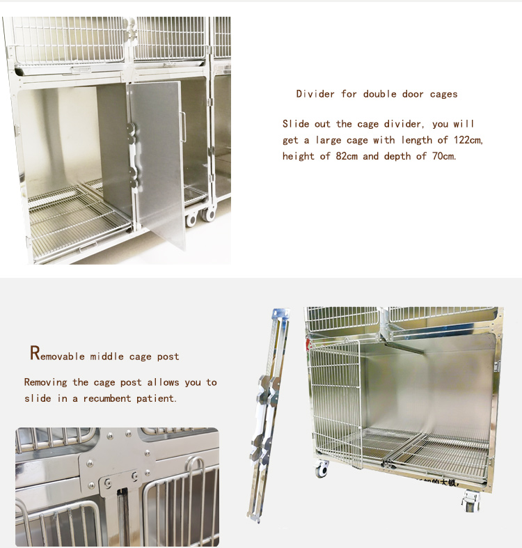 3- layer 6- door cage Veterinary pet hospital clinic stainless steel 304 dog cages (model A)