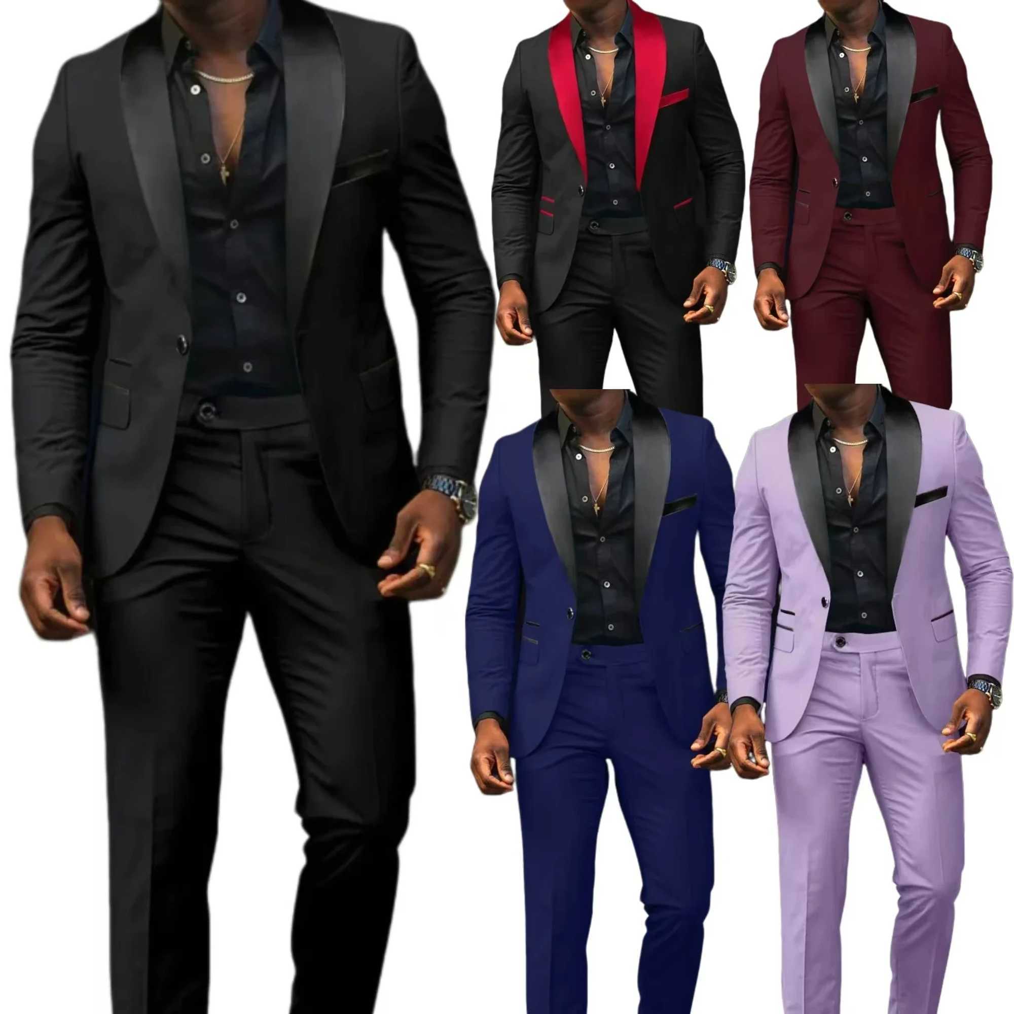 Mens premium 2-piece jacket and pants set shawl lapel set wedding business mens jacket X241126