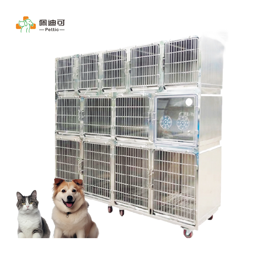 PETTIC Thirteen Room Multi Layer Dog Medical Cage Stainless Steel Pet Modular Cage for Pet Hospital