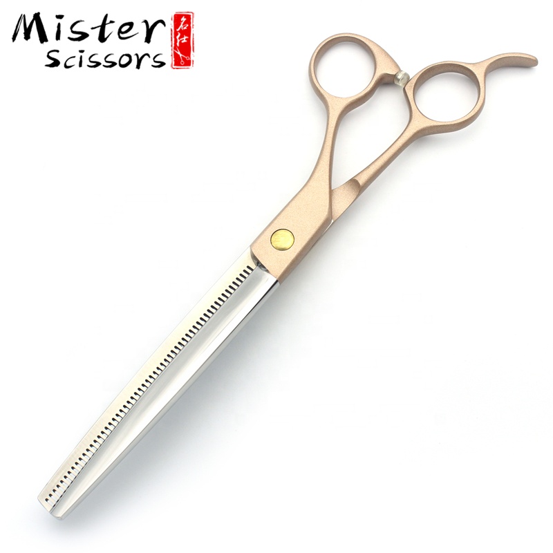 Rose Gold Professional Pet Grooming Scissors Kit Fishbone Teeth Thinning Scissors 7.5 inch 440C Stainless Steel
