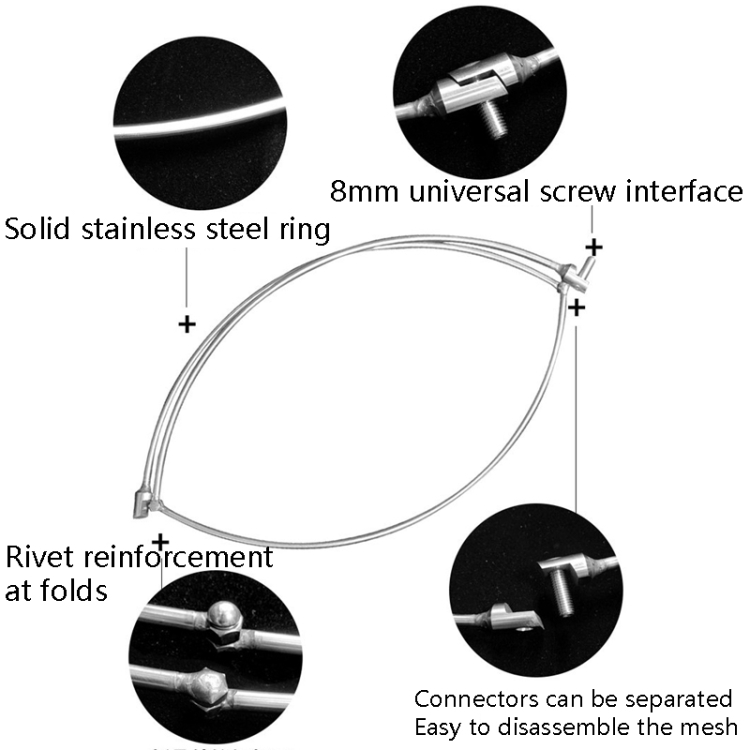 Foldable nylon Stainless Steel Dip Net Head Fishing Net,45cm Big Mesh for fishing