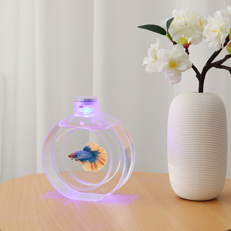 Zaohetian Colorful remote control acrylic small fish tank jellyfish acrylic tank toy aquarium