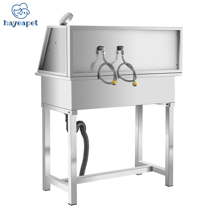 Hayeapet Small stainless steel animal washing machine dog grooming tub pet bathtub with hair dryer