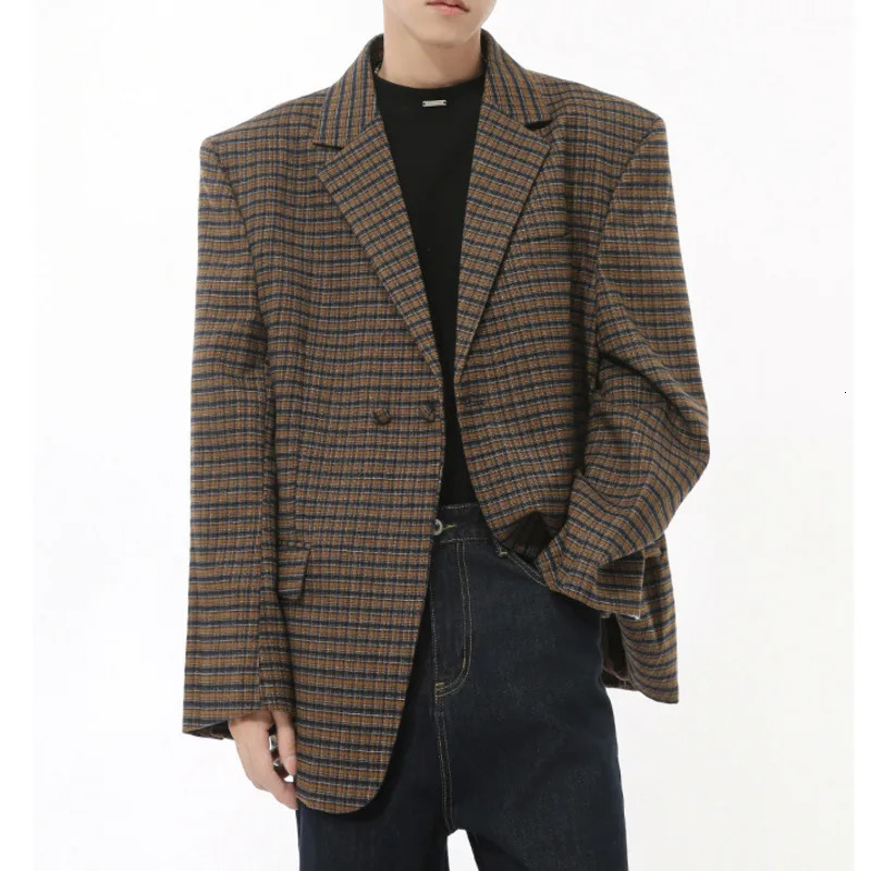 LEVIORTIN British style mens jacket retro double chest plain weave casual autumn loose mens jacket trend 241126