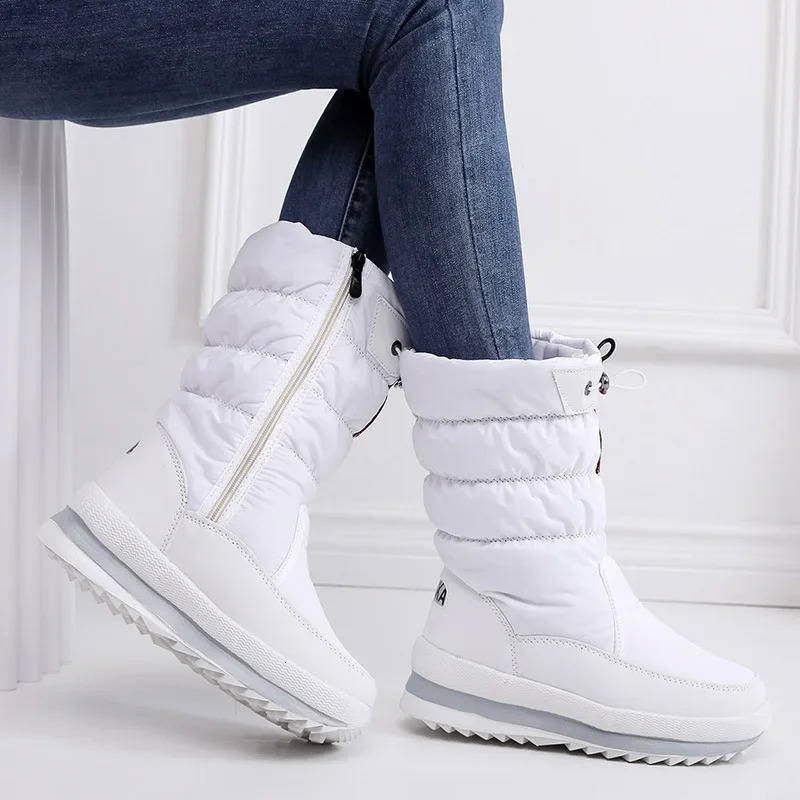 Womens Faux Fur Ankle Boots Chunky Platform Waterproof Snow Boots Women Silver Thick Plush Warm Winter Boots Shoes Woman 241126