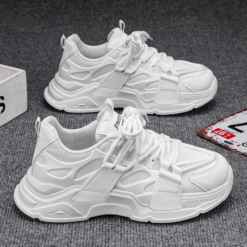 High Quality Spring mens shoes new drip plastic mesh breathable running sports dad shoes thick sole height increasing versatile casual shoes T241126