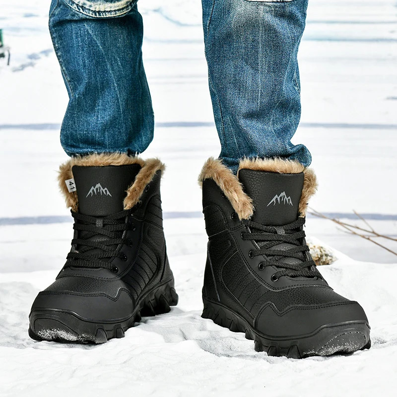 2024 winter mens slippers warm mens shoes waterproof and anti slip plush sports shoes mens leather boots Plus size 48 241126