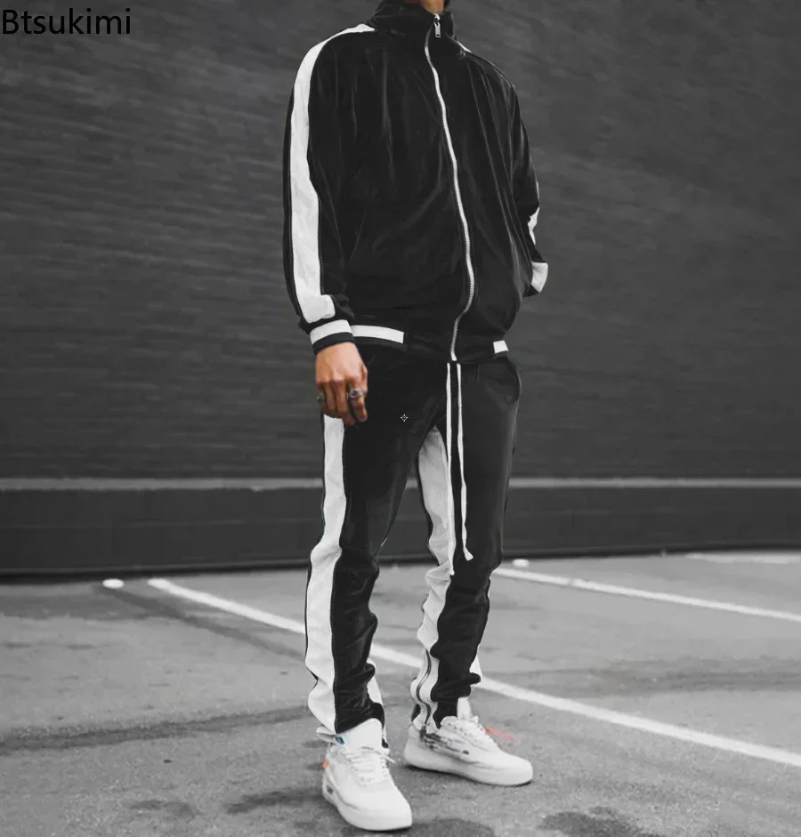 Spring/Autumn Mens Velvet Set Sportswear Mens Velvet Thick HoodiePants Warm Sportswear Mens Sportswear 241126