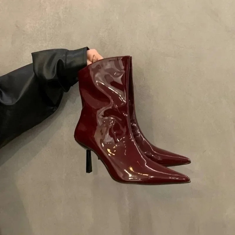 Women High Heel Ankle Boots Sexy Stilettos Shoes Woman Pointed Toe er Autumn Trend Elegant Leather Pumps Botas Mujer 241126