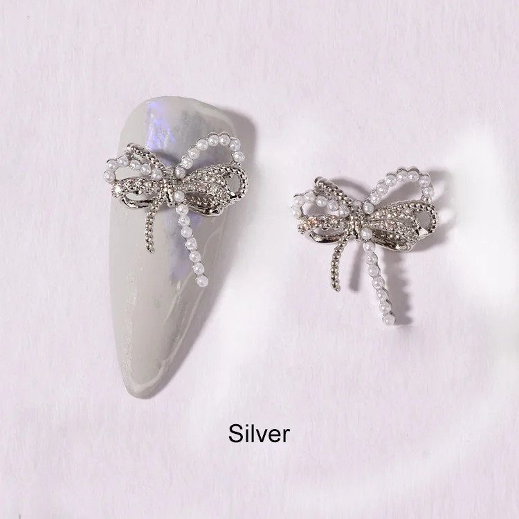 10 pieces/batch Butterfly Alloy Zircon Crystal Rhinestone Pearl Nail Art Jewelry Decorative Nail Accessories Charm Supplies 241126