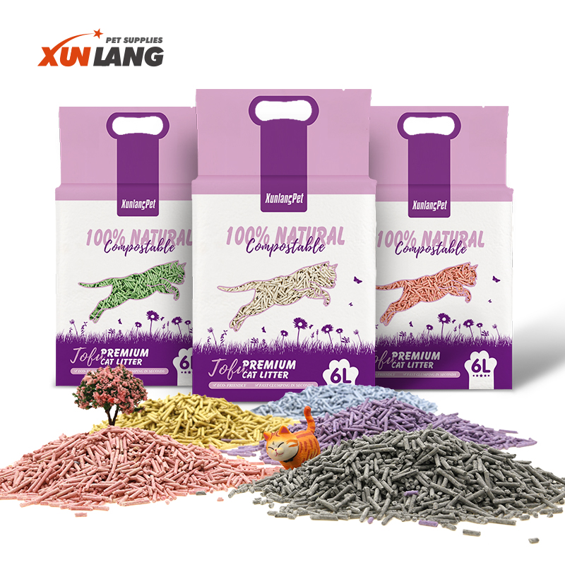 oem&odm cat litter factory 6L 7L natural bulk colorful flushable tofu cat litter sand