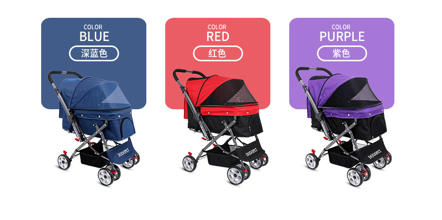 Portable Pet Trolley One-key Folding Detachable Handcart Cat Teddy Dog Utility Cart Stroller
