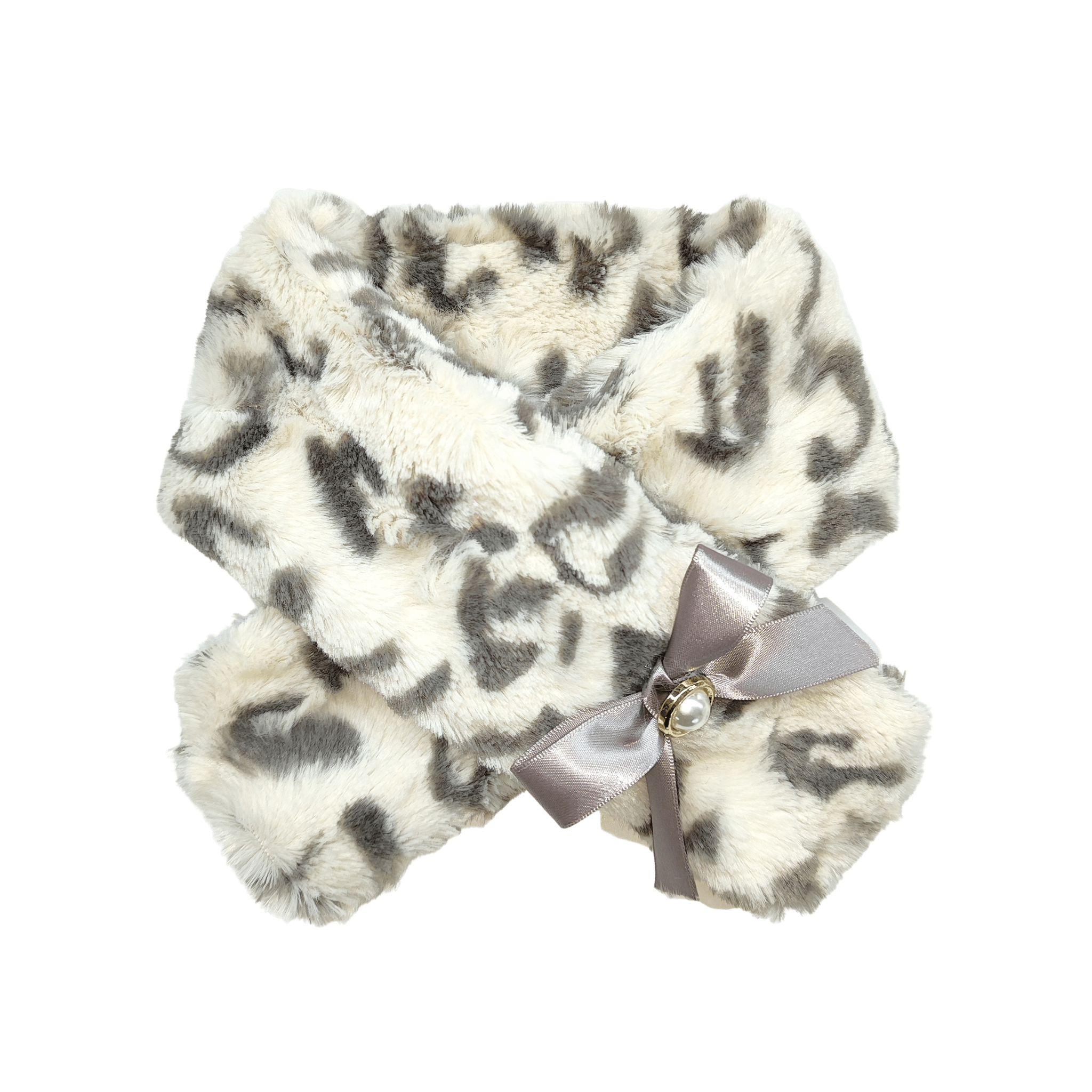 BOKHOUSE Pet Apparel Wholesale Designer Pet Warm Plush Dog Leopard Print Scarf Luxury Neck Warmer Custom Winter for Human Pet