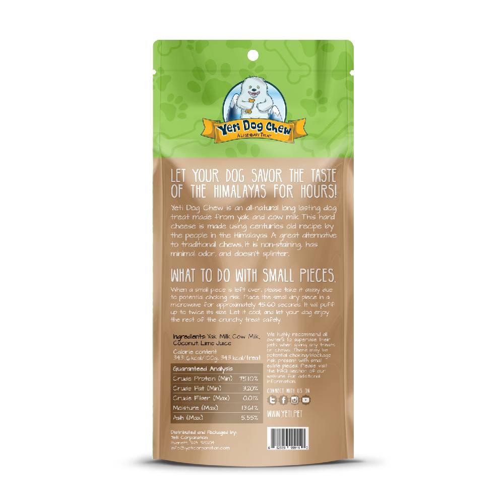 Yeti All-Natural Coconut Flavor Dog Chews 3.5 oz Large Chicken Taste Lasting for Dogs and Cats Packaged in Bag
