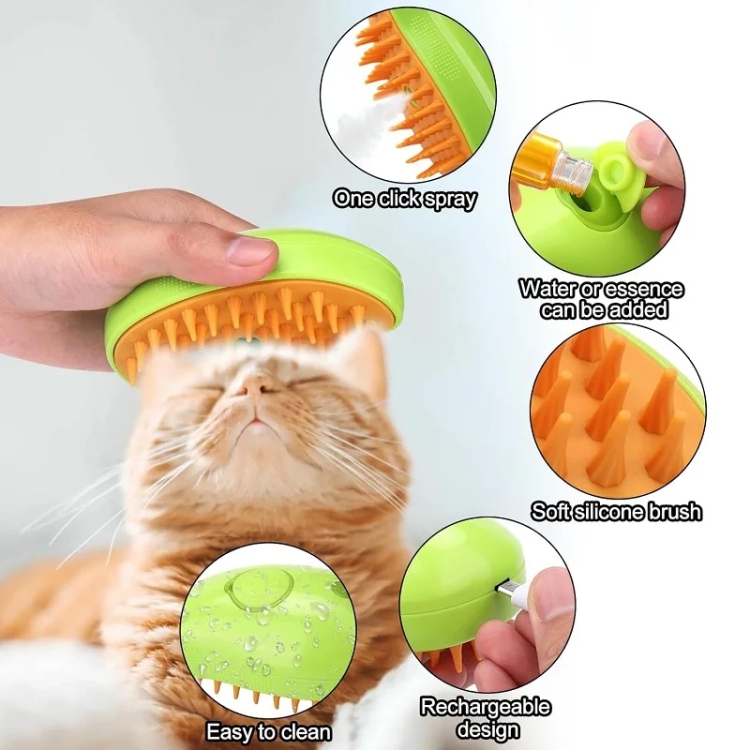 Wholesale Mango Pet Electrical Spray Massage Comb Hair Removal Cleaning Grooming Brush For Cats And Dogs Pet Comb