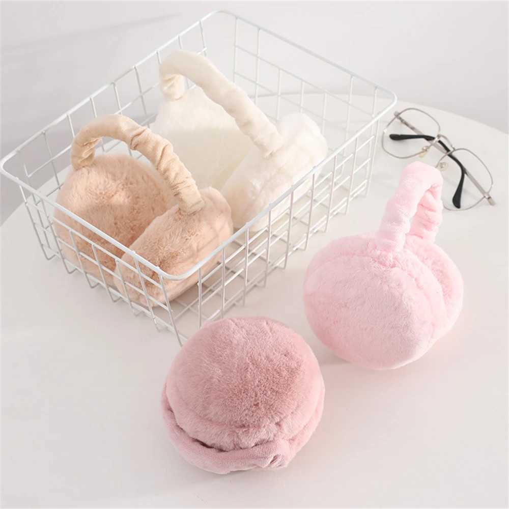 Fashion Folding Warm Earmuffs Korean Portable Fluffy Rabbit Fur Muffs Winter Thickened Warm Ear Cover Womens Cute Burger EarlXJ241126