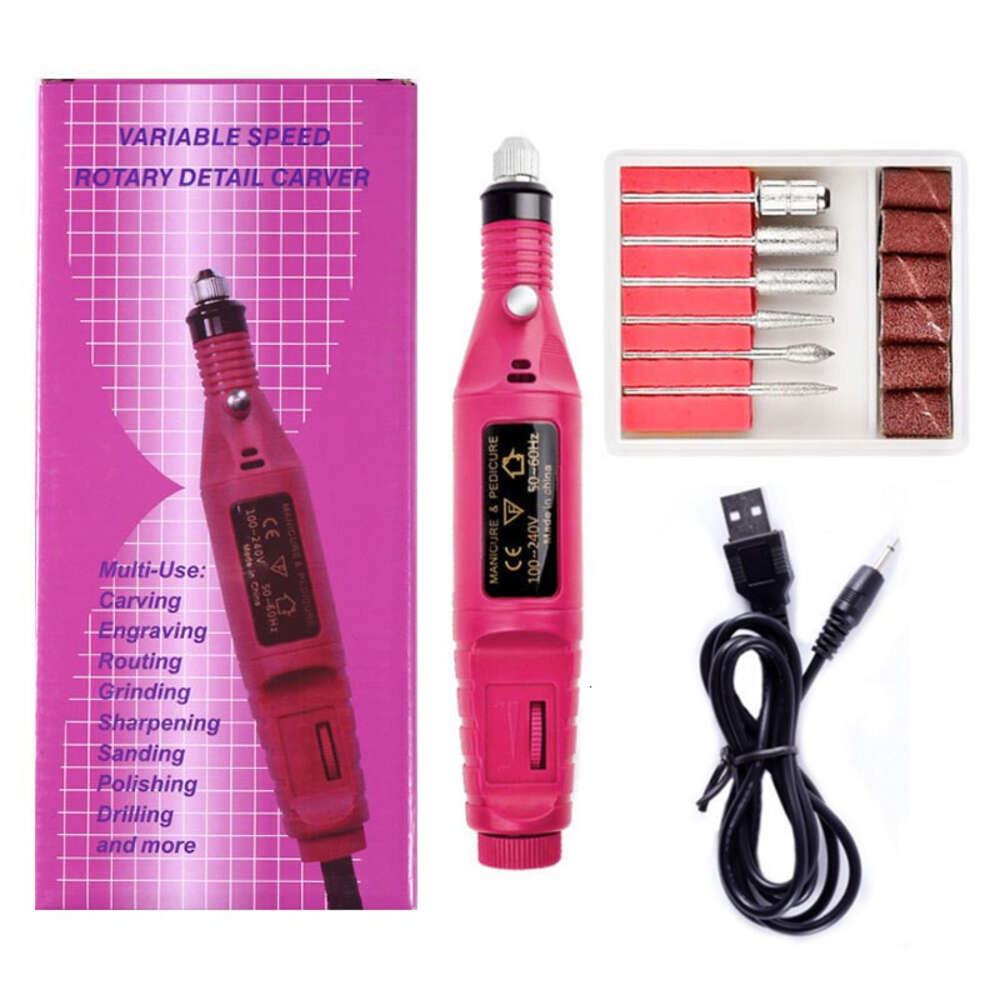 Electric Nail Drill Machine Art Salon Manicure File Polish Tool+6 Bits Pedicure 20000RPM Herramienta De Pulido De Lima De Manicura Taladro Electrico P