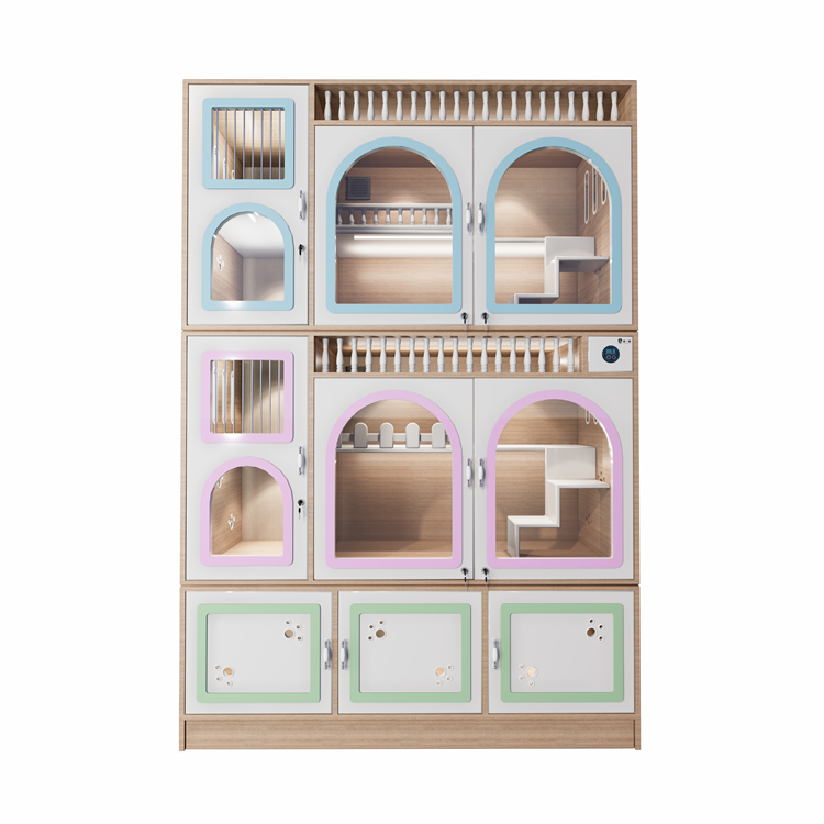 Cat House Customized Large Space Cage For Palace Solid Wood Pet Shop Transparent Cat Exhibition Cabinet Adoption Villa Glass