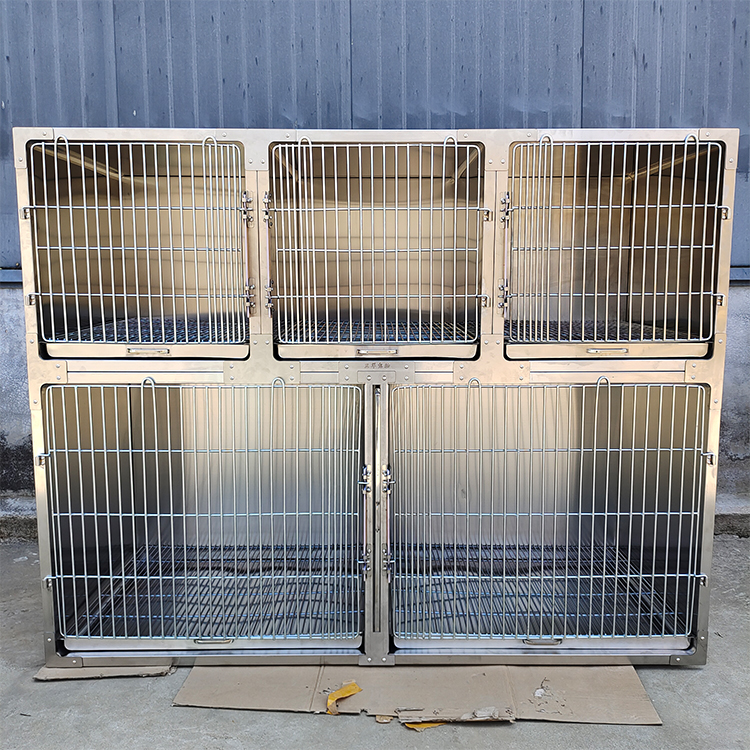 Professional Stainless Steel Veterinary Equipment Modular Breeding Animal Pet Cage With Solid Walls Dog Cage
