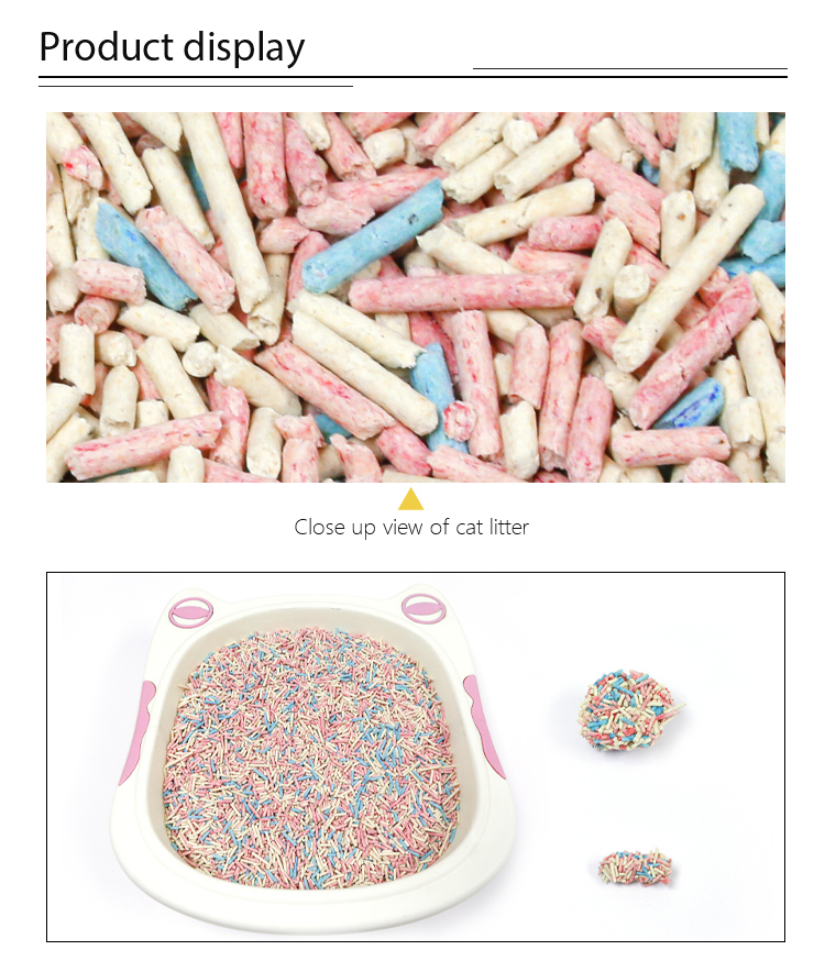 BSCI Flushable OEM 2.0 3.0 mm Factory Clumping Bulk chromatic colour flavor Tofu Cat Litter Suppliers