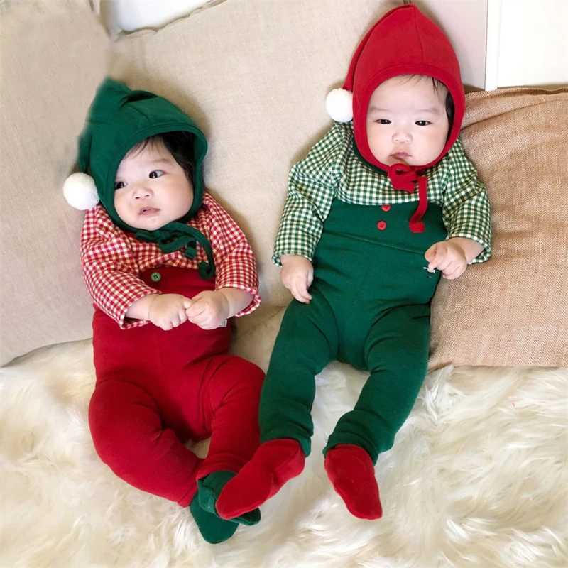 Clothing Sets INS Style Chic Baby Christmas Clothing Sets Plaid Top High Waist Pants Hat Sets Coral Fleece Vest Waistcoat For Xmas New Year H241126