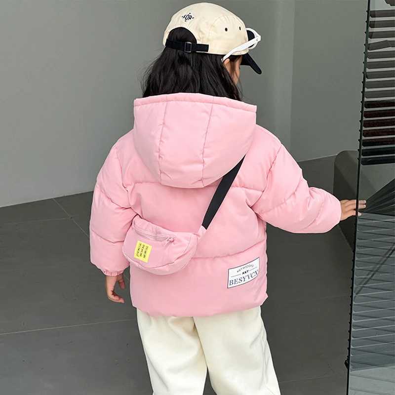 Down Coat New Winter Boys Girls Jacket Thick Keep Warm Lining With Velvet Hooded Heavy For Kids Children Outerwear Send Bag 2-8Years H2411230CFK